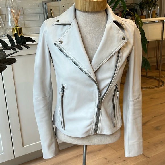 EUC Lambskin All Saints Dalby Slim Fit Leather Biker Jacket - Picture 2 of 11